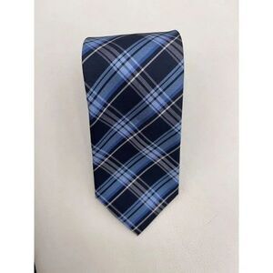 Bill Blass Essentials Hand Made Blue Plaid 60” Necktie